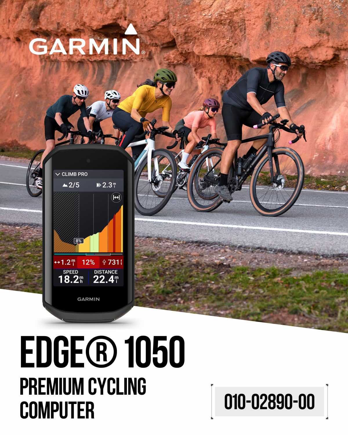 Wearable4U - Garmin Edge 1050 Premium Cycling Computer, Vivid Color Touchscreen Display, Built-in Speaker, Advanced Training with Garmin Speed and Cadence Sensors and Power Bank Bundle