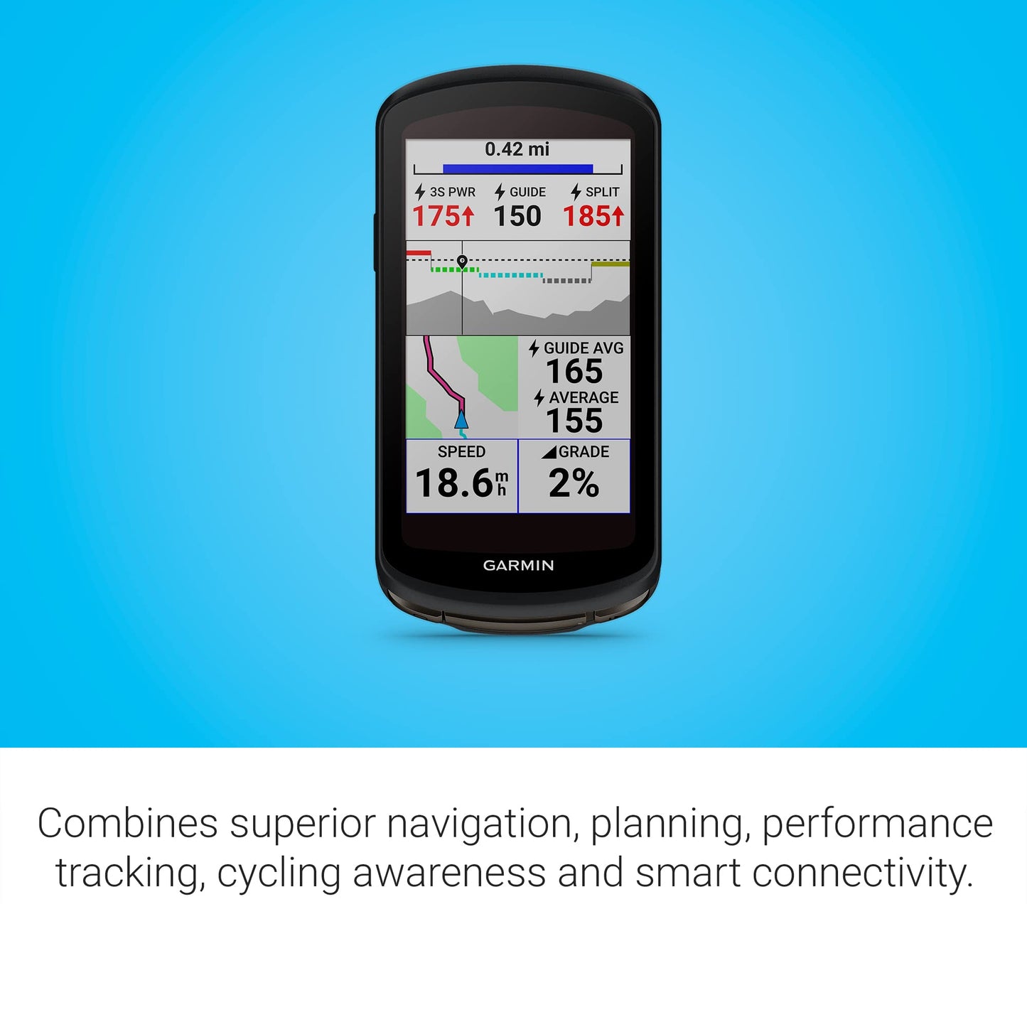 Garmin Edge® 1040 Solar, GPS Bike Computer with Solar Charging Capabilities, On and Off-Road, Spot-On Accuracy, Long-Lasting Battery, Device Only