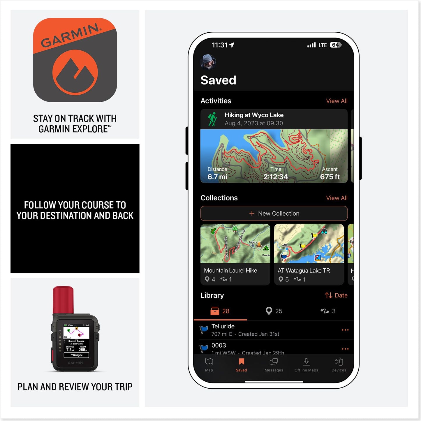 Garmin inReach Mini 3 Plus, Compact & Lightweight GPS handheld, 1.9" LCD touch display, Dedicated SOS trigger,up to 350hrs battery life, Weather Reports, Photo & voice messaging via satellite