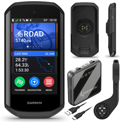 Wearable4U - Garmin Edge 1050 Premium Cycling Computer, Vivid Color Touchscreen Display, Built-in Speaker, Advanced Training with Power Bank Bundle