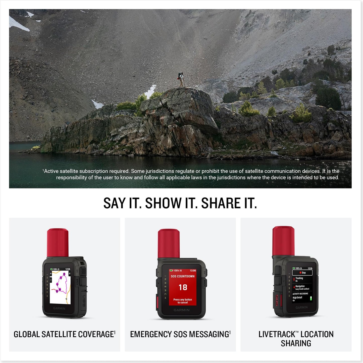 Garmin inReach Mini 3 Plus, Compact & Lightweight GPS handheld, 1.9" LCD touch display, Dedicated SOS trigger,up to 350hrs battery life, Weather Reports, Photo & voice messaging via satellite